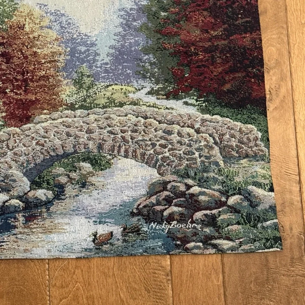 Autumn Tranquility Tapestry Wall Hanging Scripture –Nicky Boehme – 36x26 Vintage